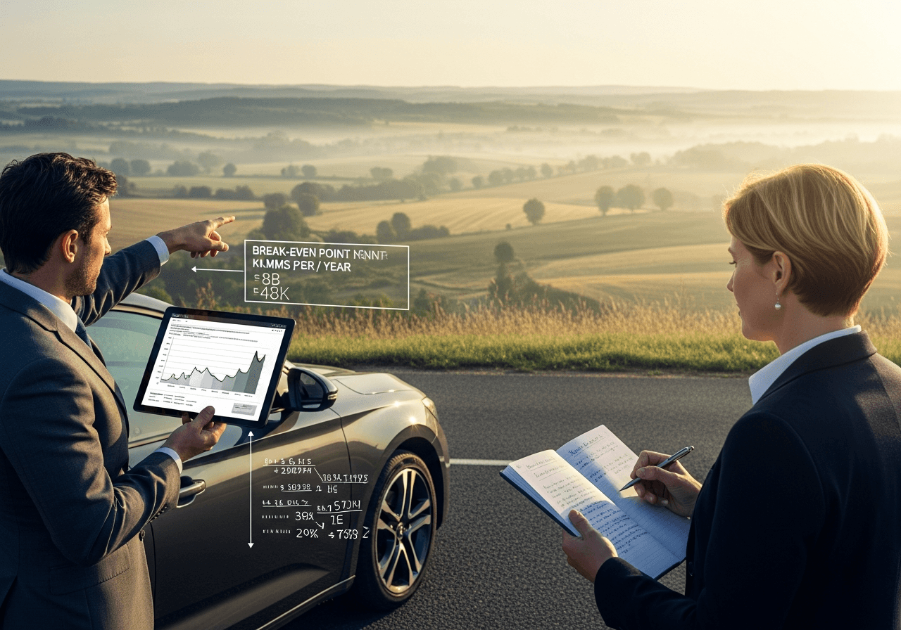 Calculer le seuil de rentabilité pour 15000 km par an en essence ou diesel