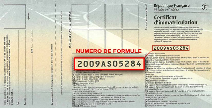 Numéro de formule