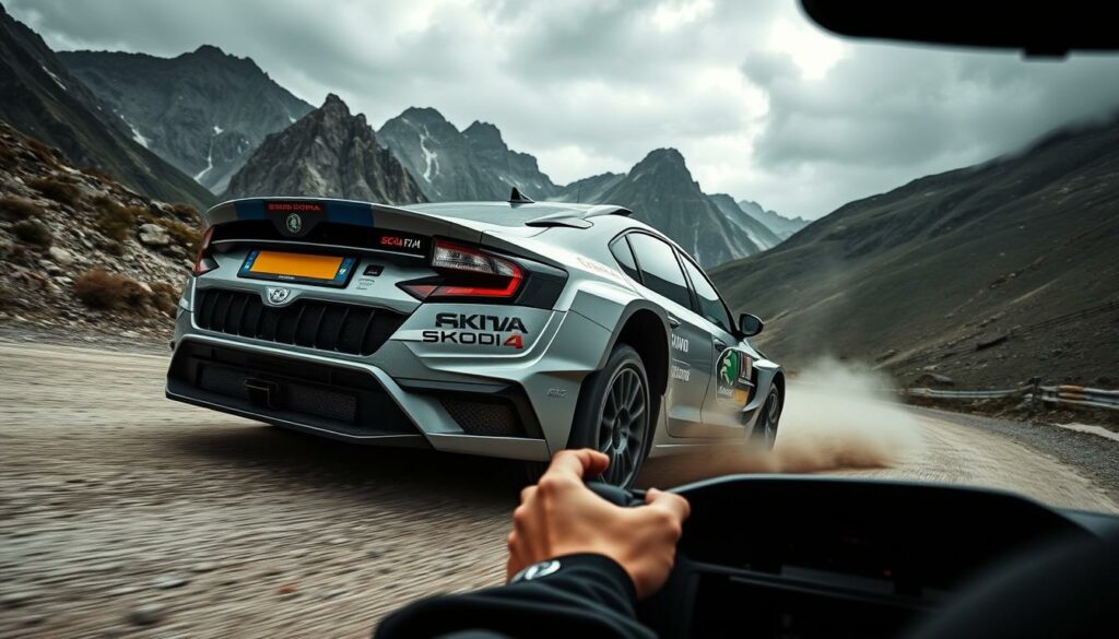 Skoda Octavia en rallye et image dynamique